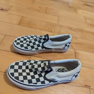 Vans black and white checkerboard slip ons